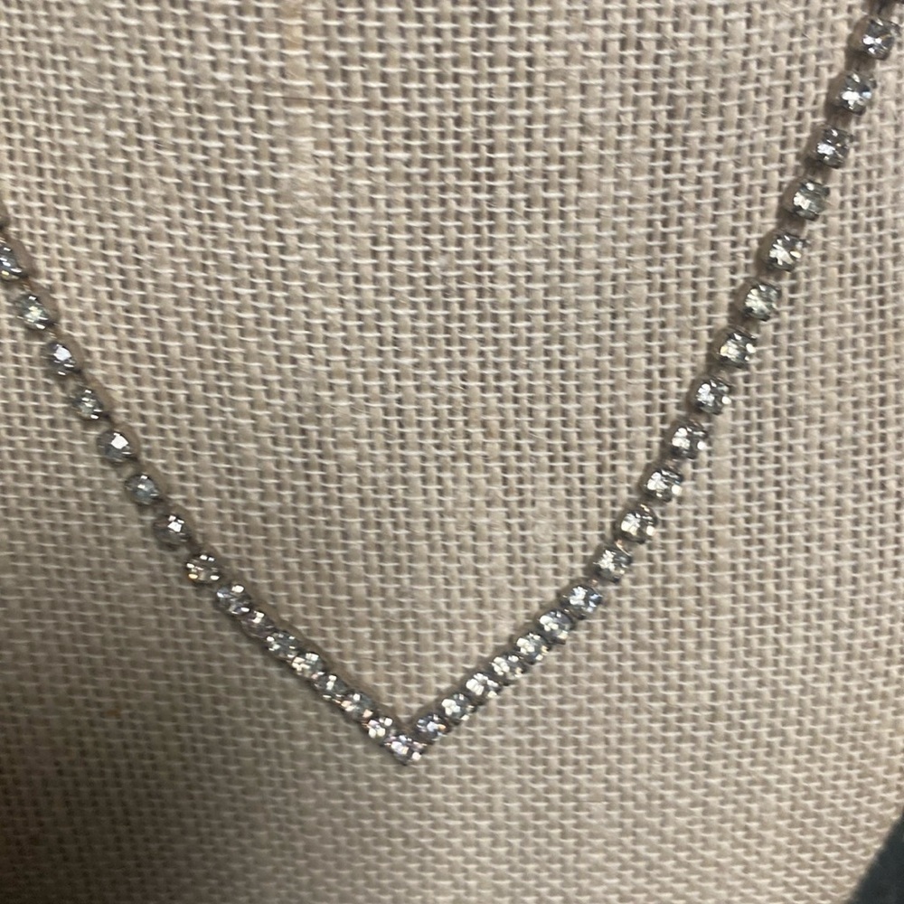 Vintage Rhinestone Silver  Necklace